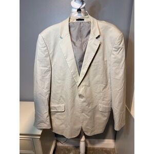 Madison Mens Tan Cotton Blazer Sport Coat Jacket Size 46L